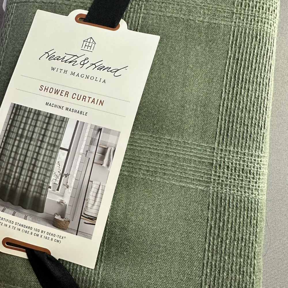 New Hearth & Hand with Magnolia Grid-Like Textured Shower Curtain 72x72